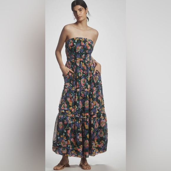 Anthropologie Dresses & Skirts - Anthropologie The Somerset Strapless Maxi Dress Blue Floral S NWT